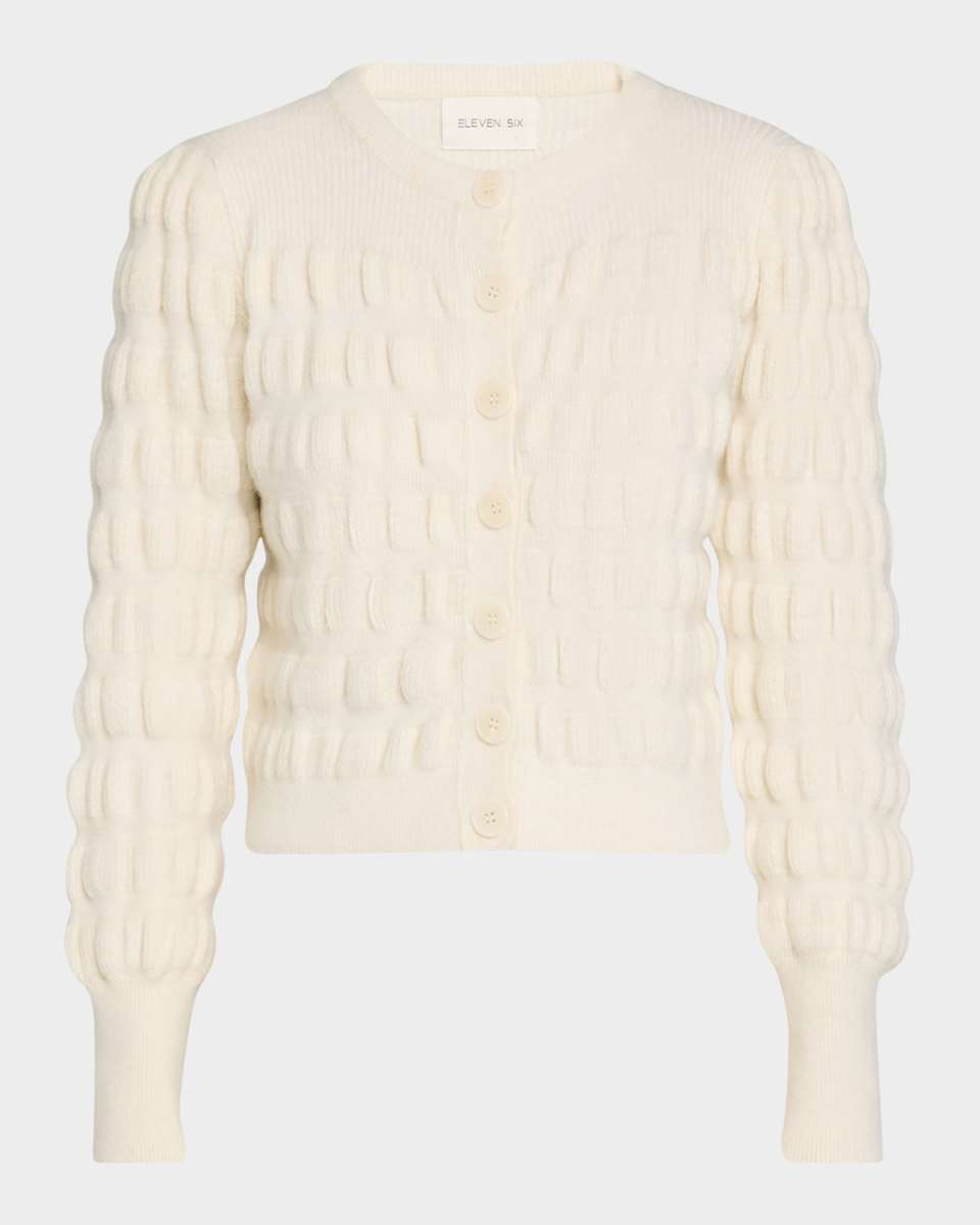 Anna Button-Down Puffy Knit Cardigan